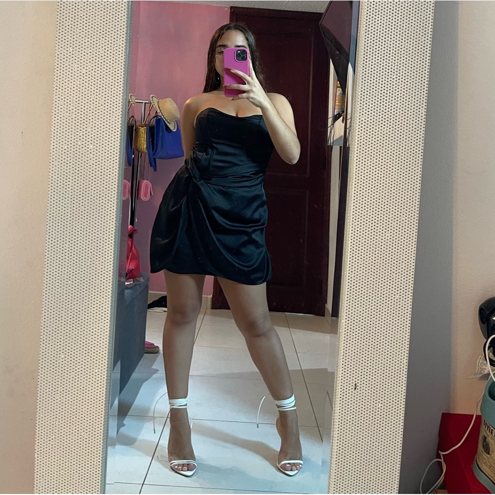 Black satin dress